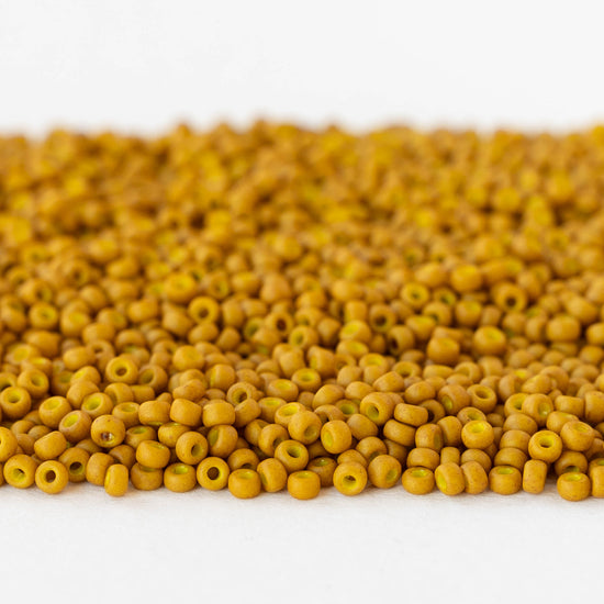 11/0 Glass Seed Beads - Matte Opaque Yellow Ochre - 10 grams