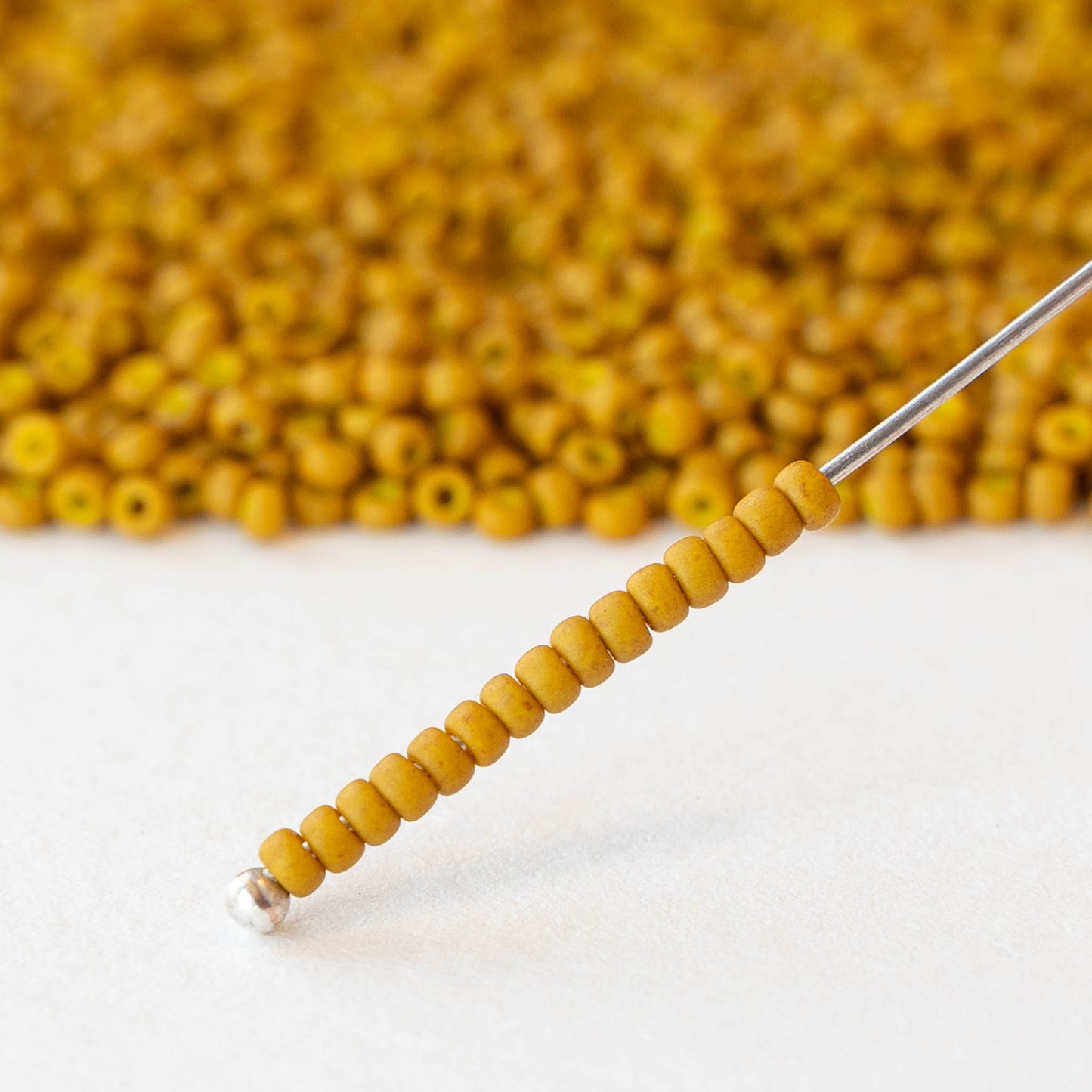 11/0 Glass Seed Beads - Matte Opaque Yellow Ochre - 10 grams