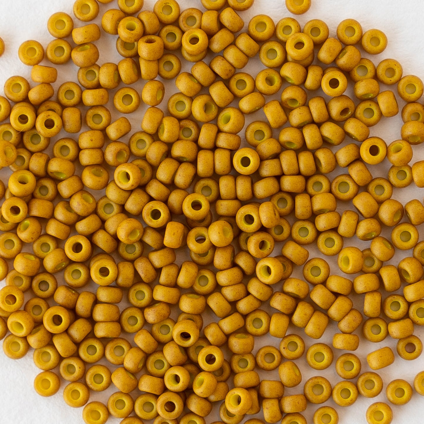 11/0 Glass Seed Beads - Matte Opaque Yellow Ochre - 10 grams