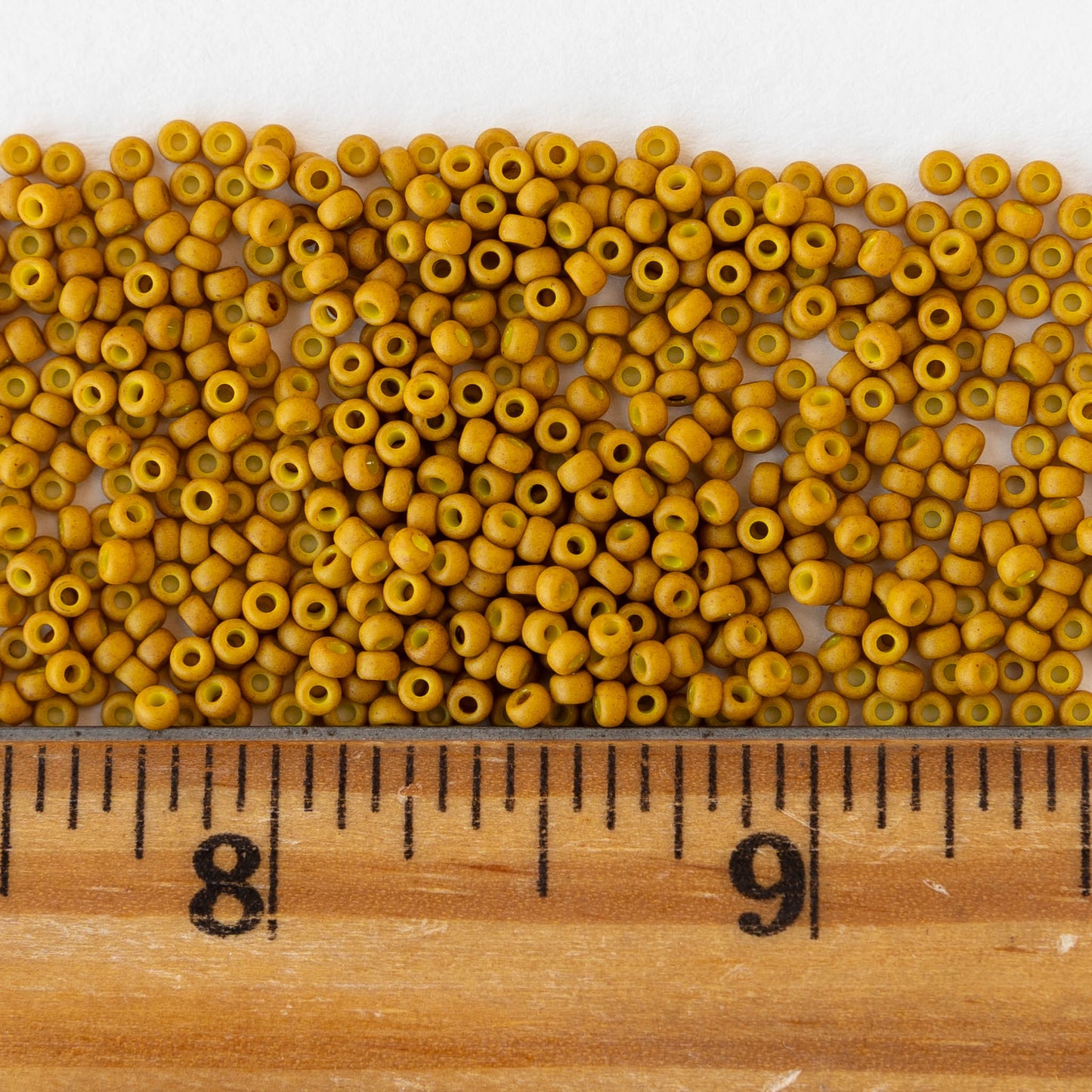 11/0 Glass Seed Beads - Matte Opaque Yellow Ochre - 10 grams