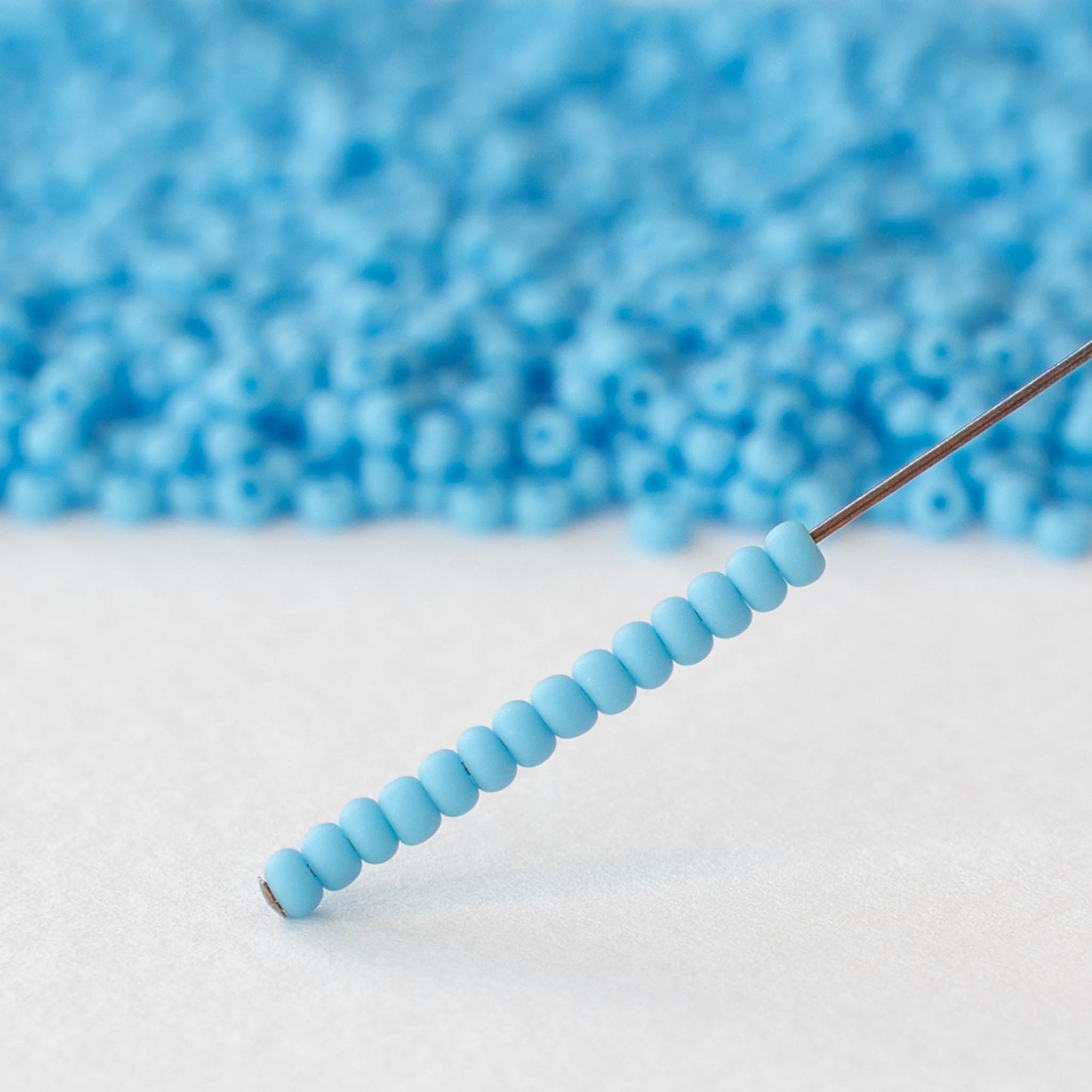 11/0 Glass Seed Beads - Matte Opaque Blue - 20 grams