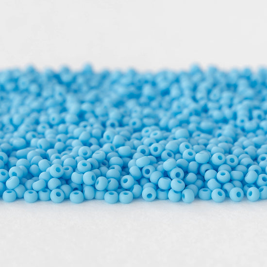 11/0 Glass Seed Beads - Matte Opaque Blue - 20 grams