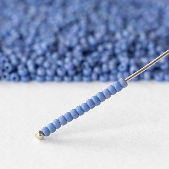 11/0 Glass Seed Beads - Opaque Periwinkle AB - 10 grams
