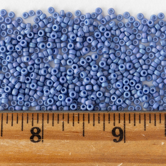11/0 Glass Seed Beads - Opaque Periwinkle AB - 10 grams