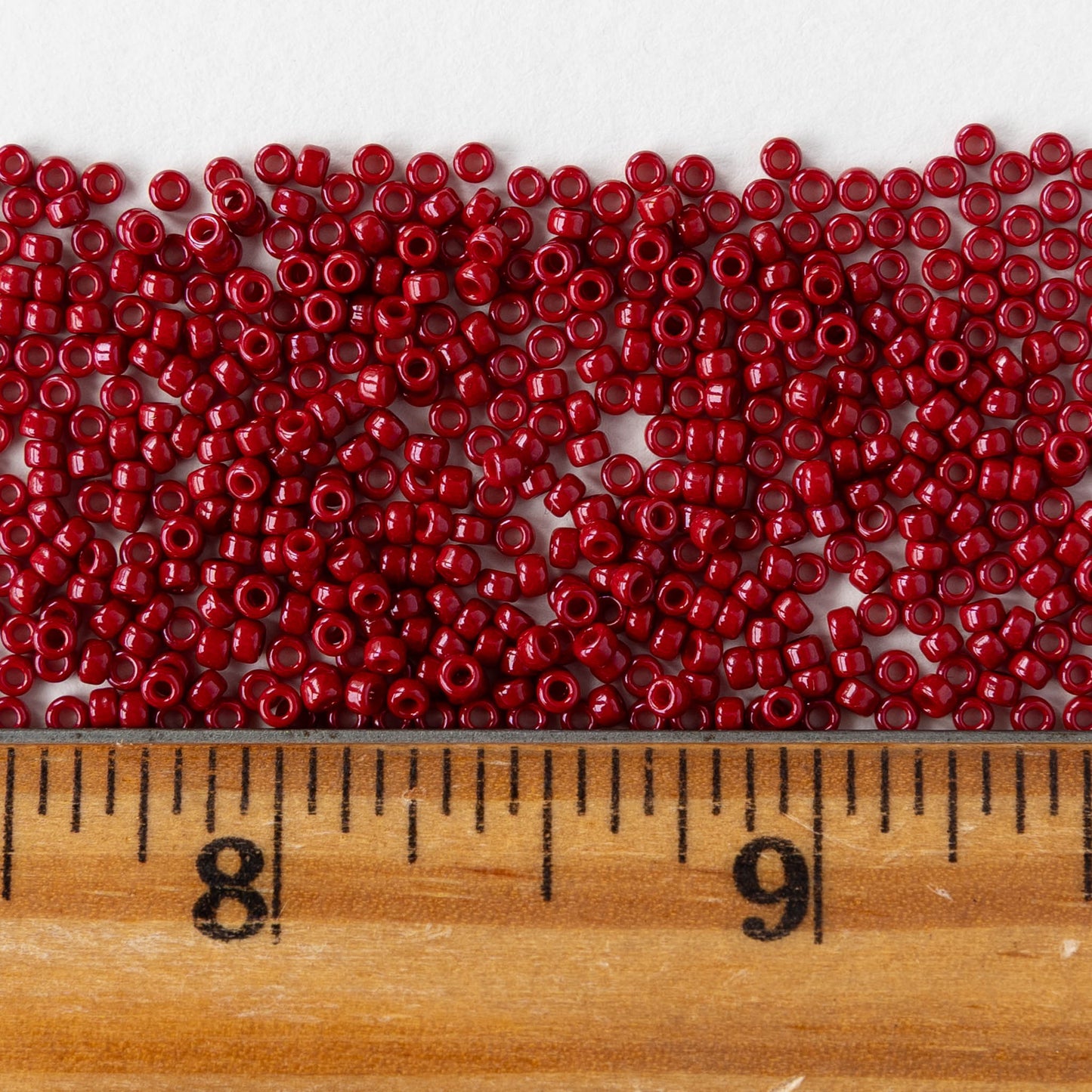 11/0 Seed Beads - Opaque Bright Red - 20 grams
