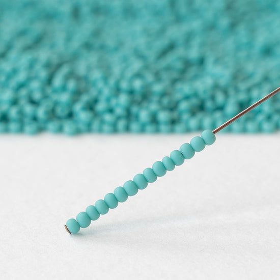 11/0 Glass Seed Beads - Matte Opaque Turquoise - 20 grams