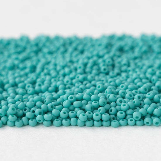 11/0 Glass Seed Beads - Opaque Turquoise Matte - 20 grams