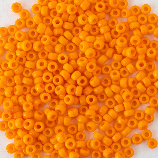 11/0 Glass Seed Beads - Bright Orange Opaque - 25 grams