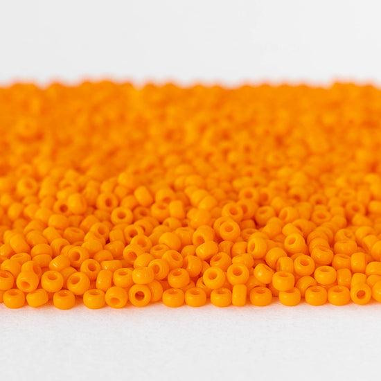 11/0 Glass Seed Beads - Bright Orange Opaque - 25 grams