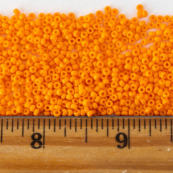 11/0 Glass Seed Beads - Bright Orange Opaque - 25 grams