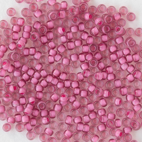 11/0 Glass Seed Beads - Pink Lined Crystal - 20 grams