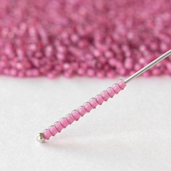 11/0 Glass Seed Beads - Pink Lined Crystal - 20 grams
