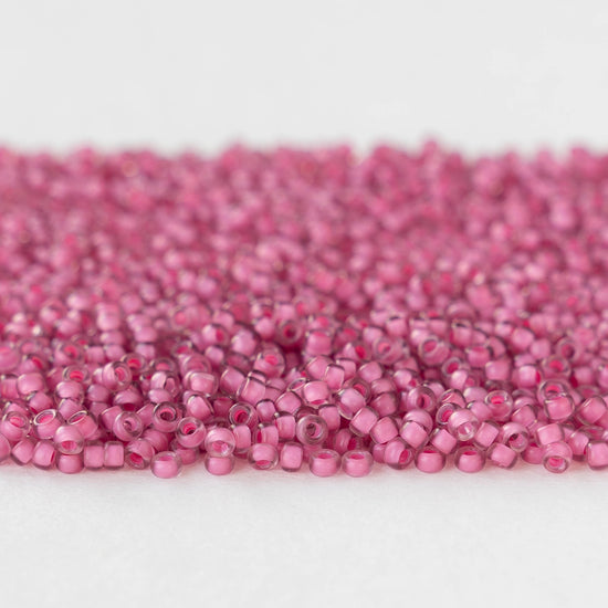 11/0 Glass Seed Beads - Pink Lined Crystal - 20 grams