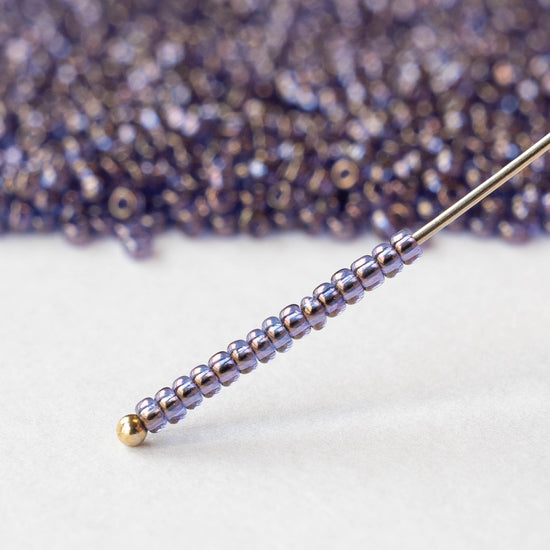 11/0 Glass Seed Beads - Purple Gold Luster - 10 grams