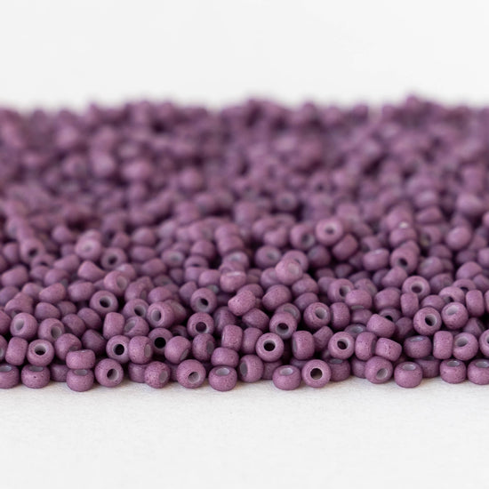 11/0 Glass Seed Beads - Opaque Matte Purple - 25 grams