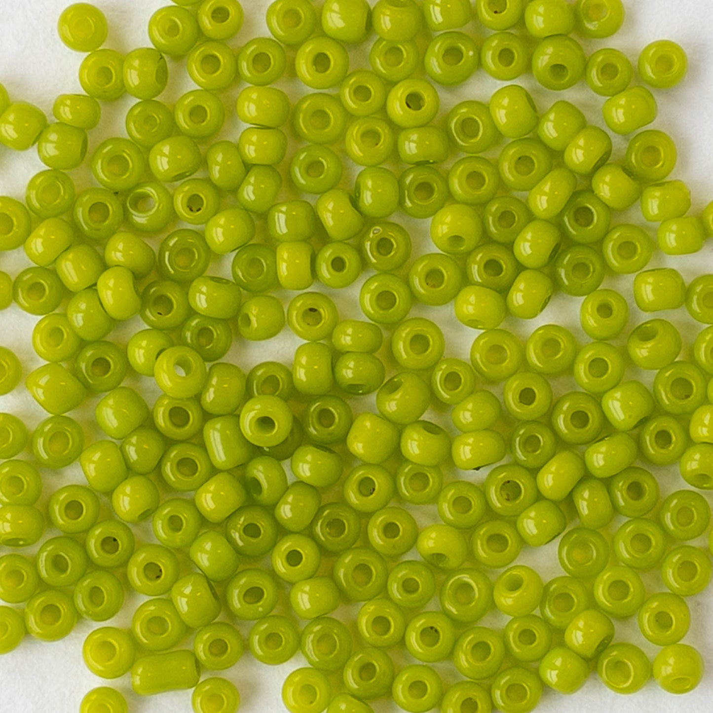 13/0 Seed Beads - Opaque Olivine - 20 inch strands - Whole or Half hank