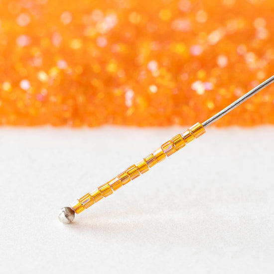 15/0 Glass Hex Cut Seed Beads - Orange Rainbow - 10 grams