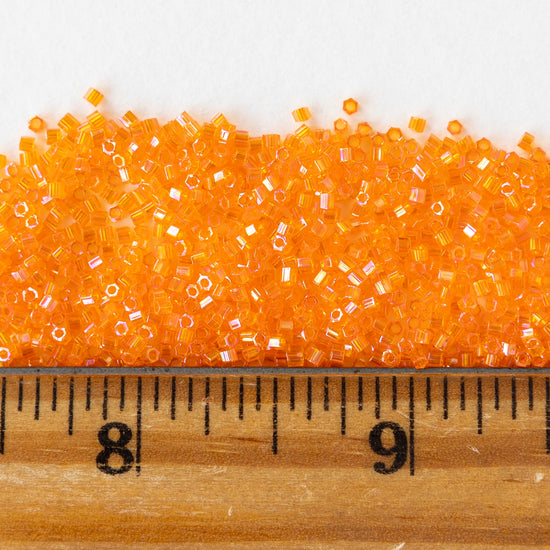15/0 Glass Hex Cut Seed Beads - Orange Rainbow - 10 grams
