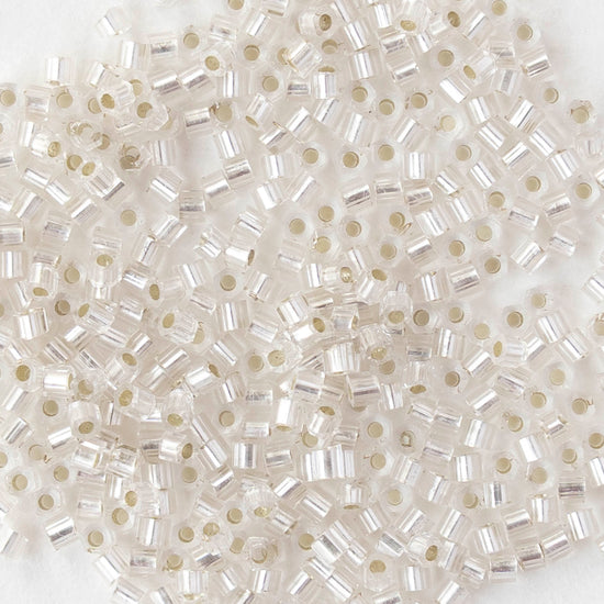 15/0 Glass Hex Cut Seed Beads - Silver Lined Frosted Crystal - 10 grams