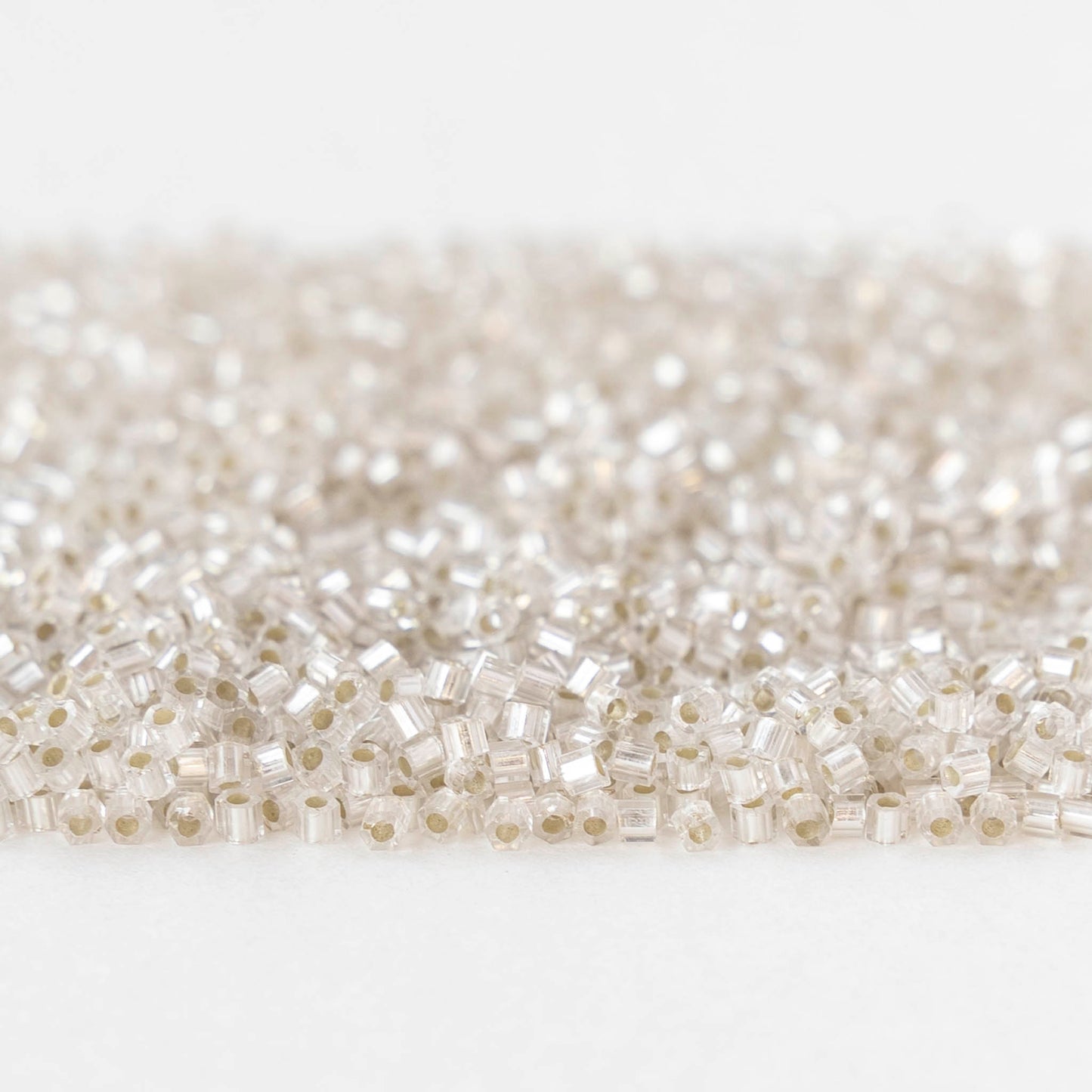 15/0 Glass Hex Cut Seed Beads - Silver Lined Frosted Crystal - 10 grams