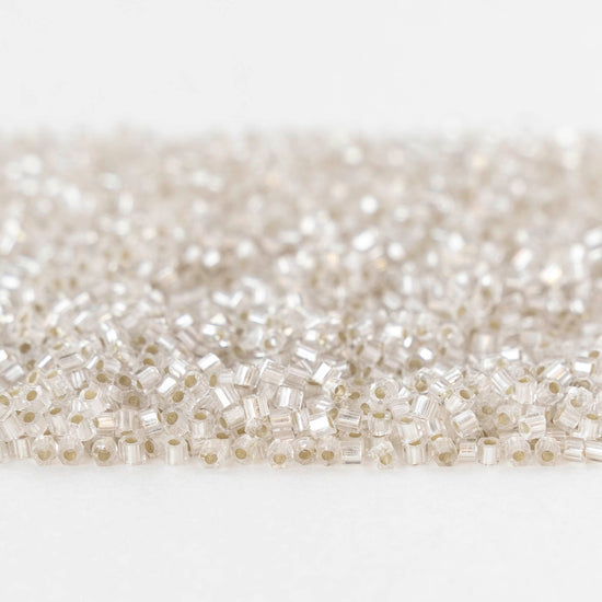 15/0 Glass Hex Cut Seed Beads - Silver Lined Frosted Crystal - 10 grams