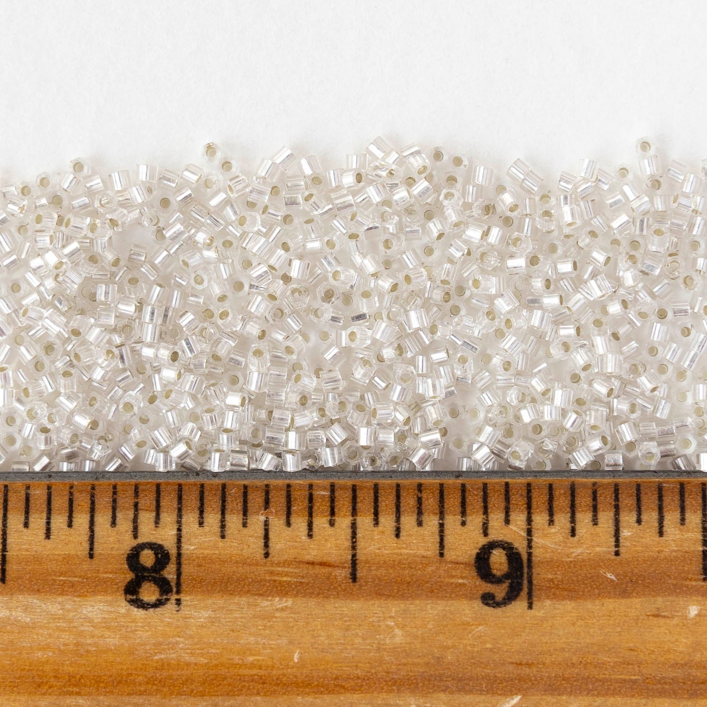 15/0 Glass Hex Cut Seed Beads - Silver Lined Frosted Crystal - 10 grams