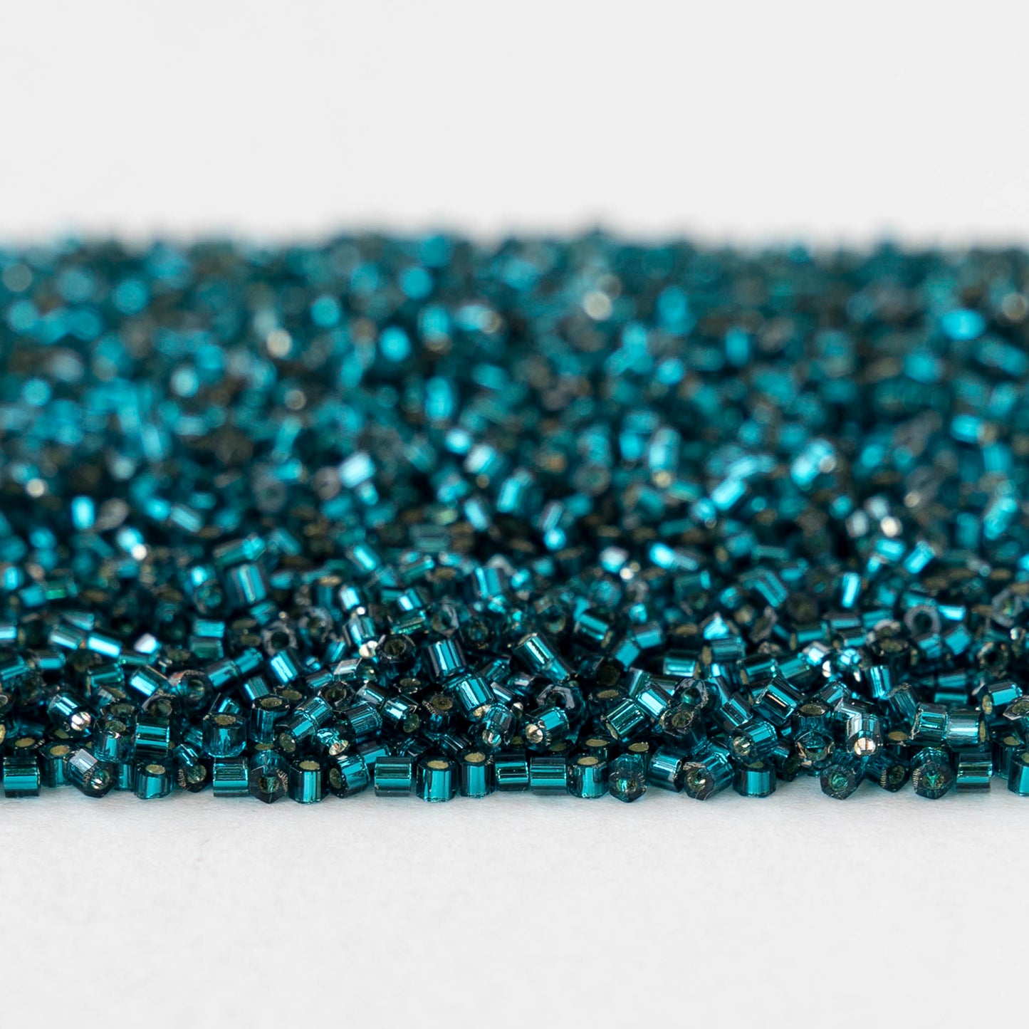 15/0 Glass Hex Cut Seed Beads - Silver Lined Teal - 10 grams