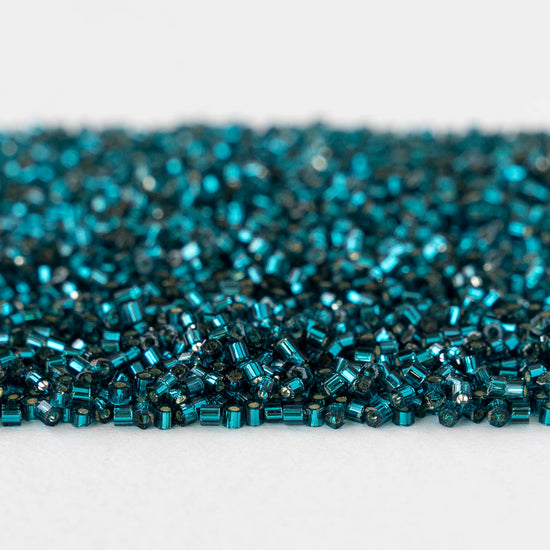 15/0 Glass Hex Cut Seed Beads - Silver Lined Teal - 10 grams