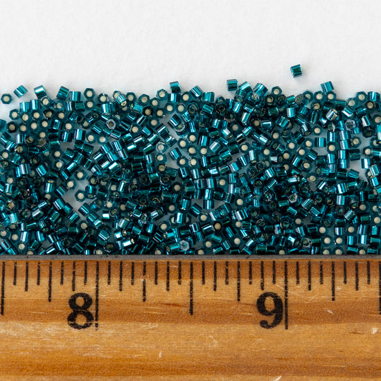 15/0 Glass Hex Cut Seed Beads - Silver Lined Teal - 10 grams