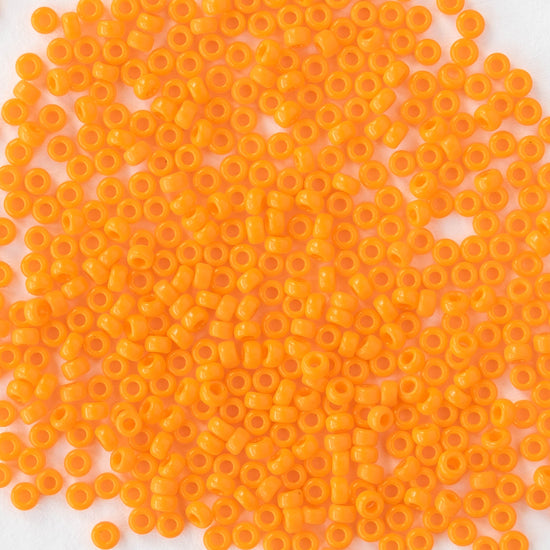 15/0 Glass Seed Beads - Opaque Orange - 10 grams