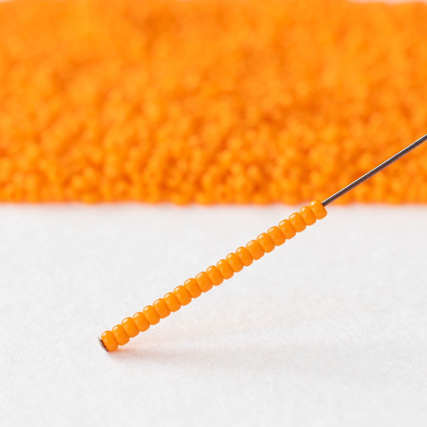 15/0 Glass Seed Beads - Opaque Orange - 10 grams