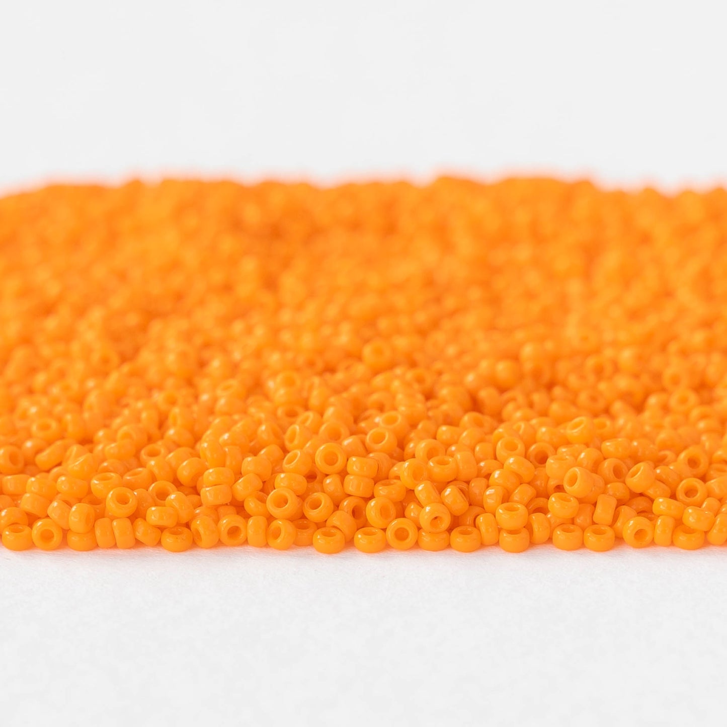 15/0 Glass Seed Beads - Opaque Orange - 10 grams