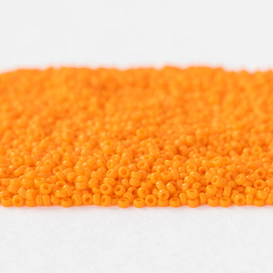 15/0 Glass Seed Beads - Opaque Orange - 10 grams