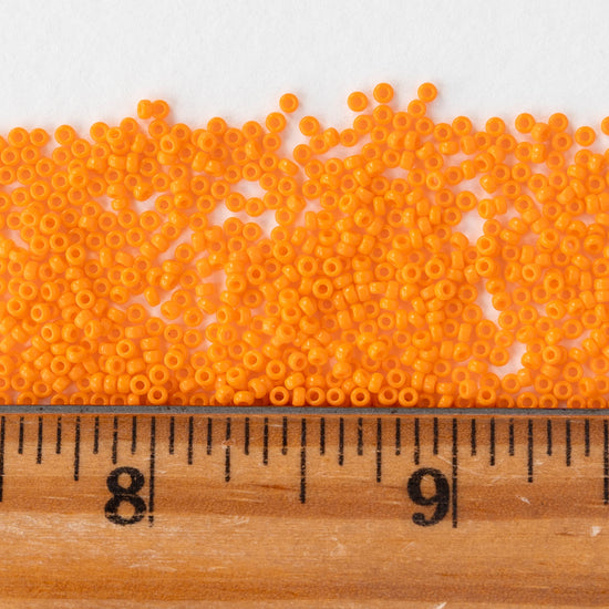 15/0 Glass Seed Beads - Opaque Orange - 10 grams