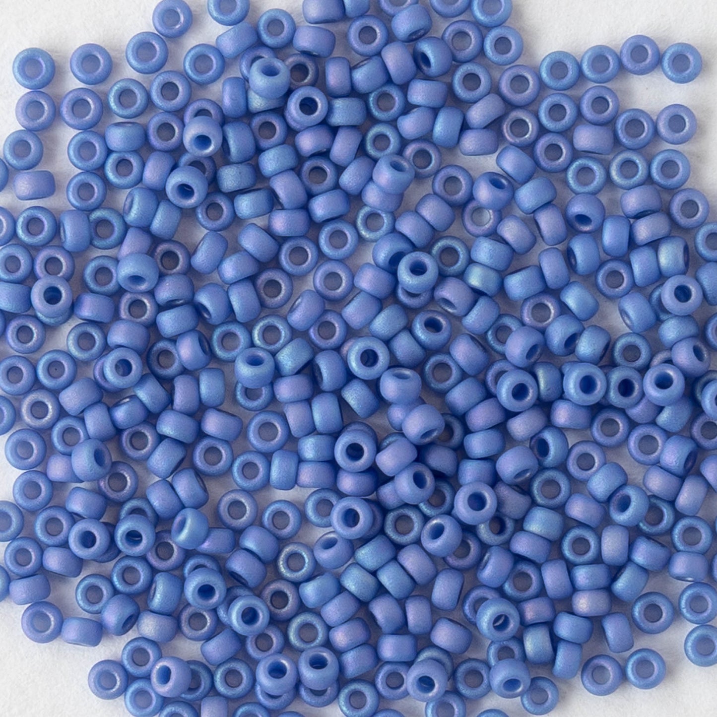 15/0 Glass Seed Beads - Opaque Soft Blue AB - 5 or 10 grams