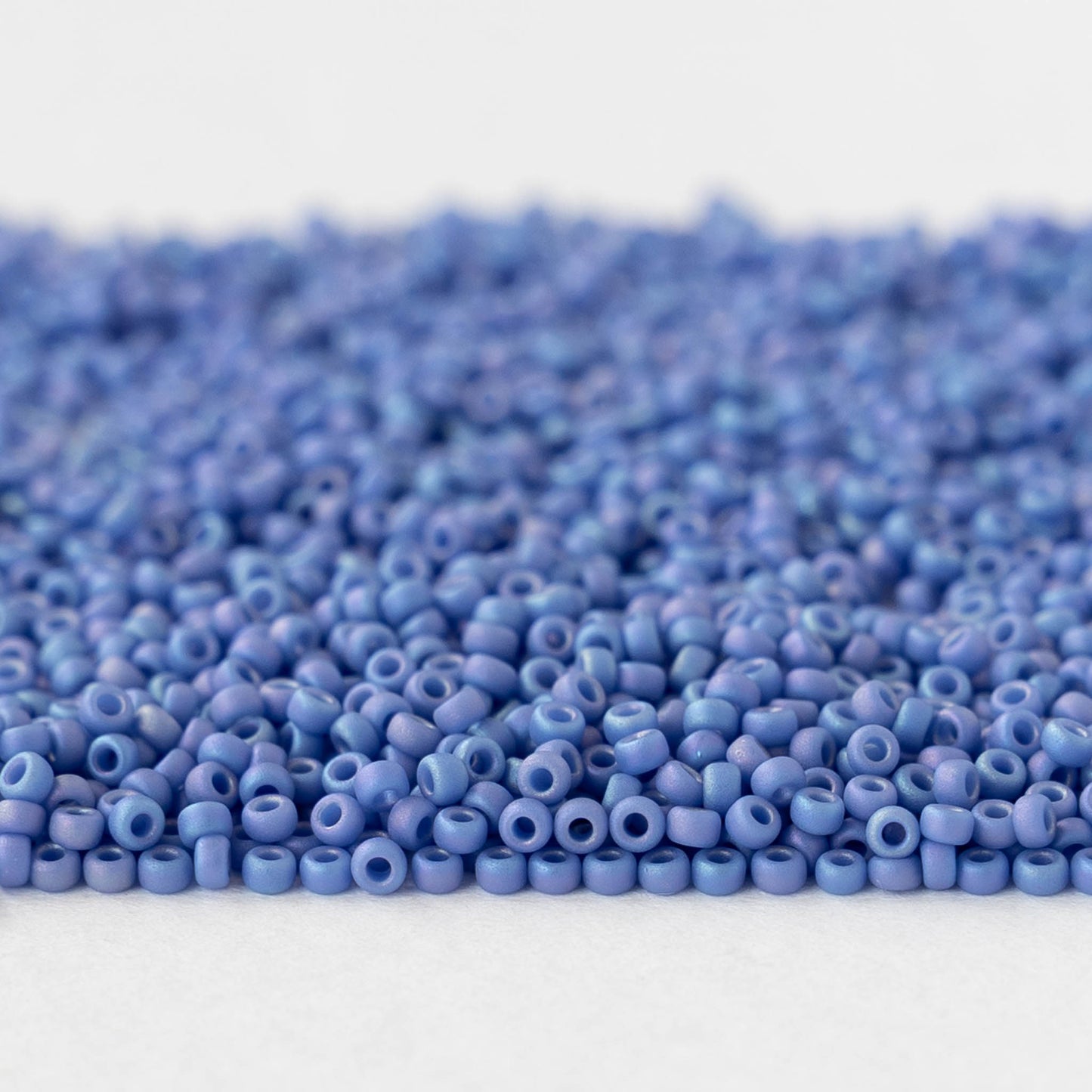 15/0 Glass Seed Beads - Opaque Soft Blue AB - 5 or 10 grams