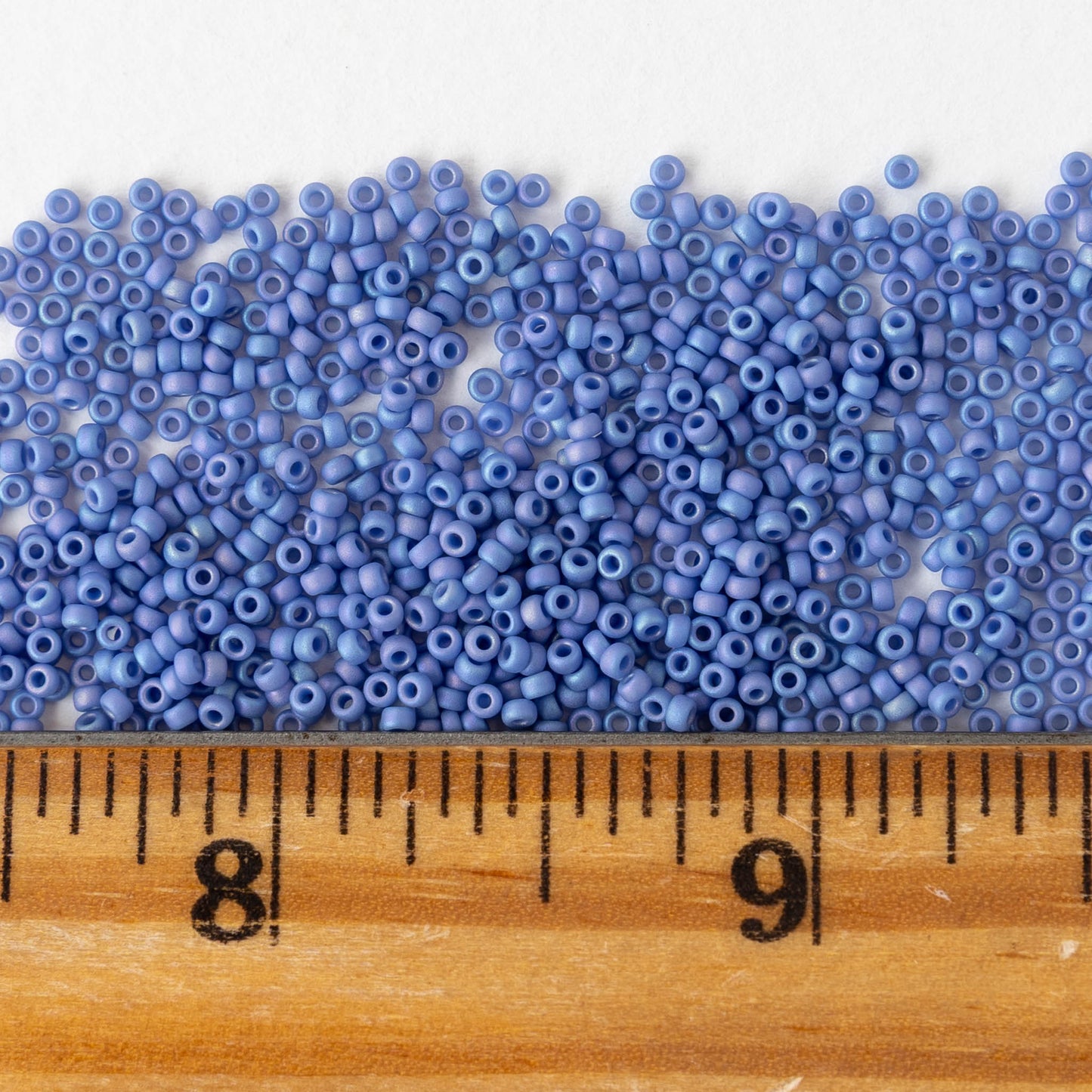 15/0 Glass Seed Beads - Opaque Soft Blue AB - 5 or 10 grams