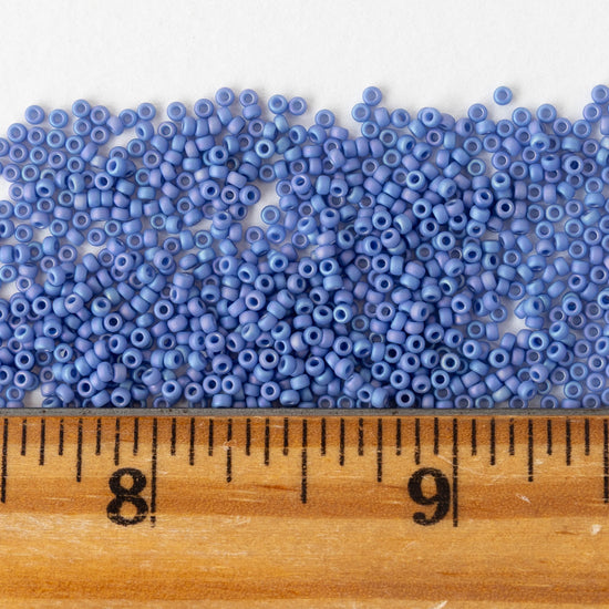 15/0 Glass Seed Beads - Opaque Soft Blue AB - 5 or 10 grams