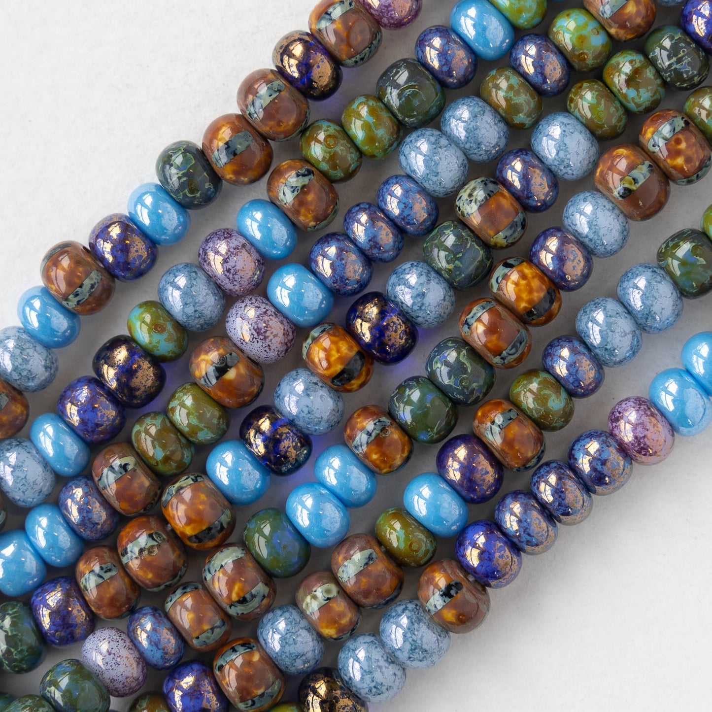 Large Size 2/0 -3/0 Picasso Striped Seed Beads - Blue Lavender Striped Mix - Choose Amount