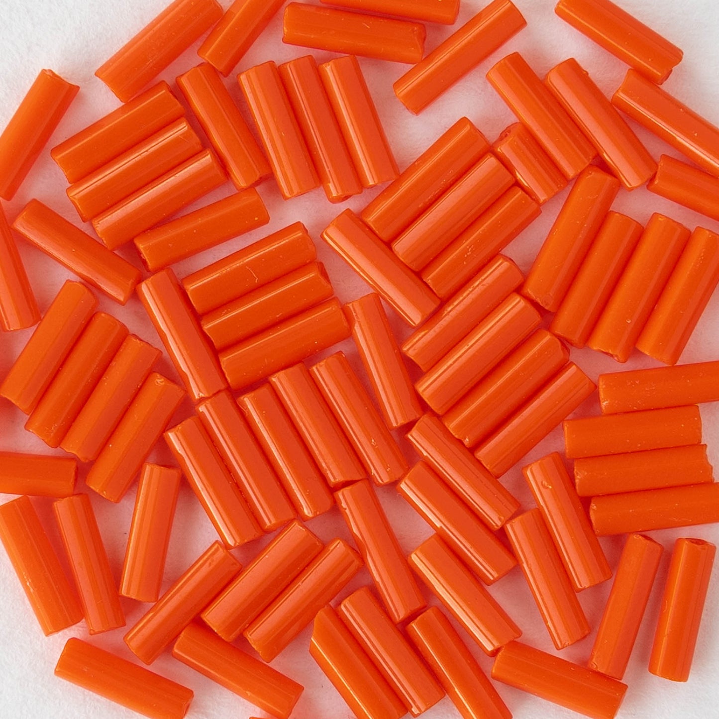Size 3 Bugle Beads - Opaque Orange - 4 strands ~260 beads