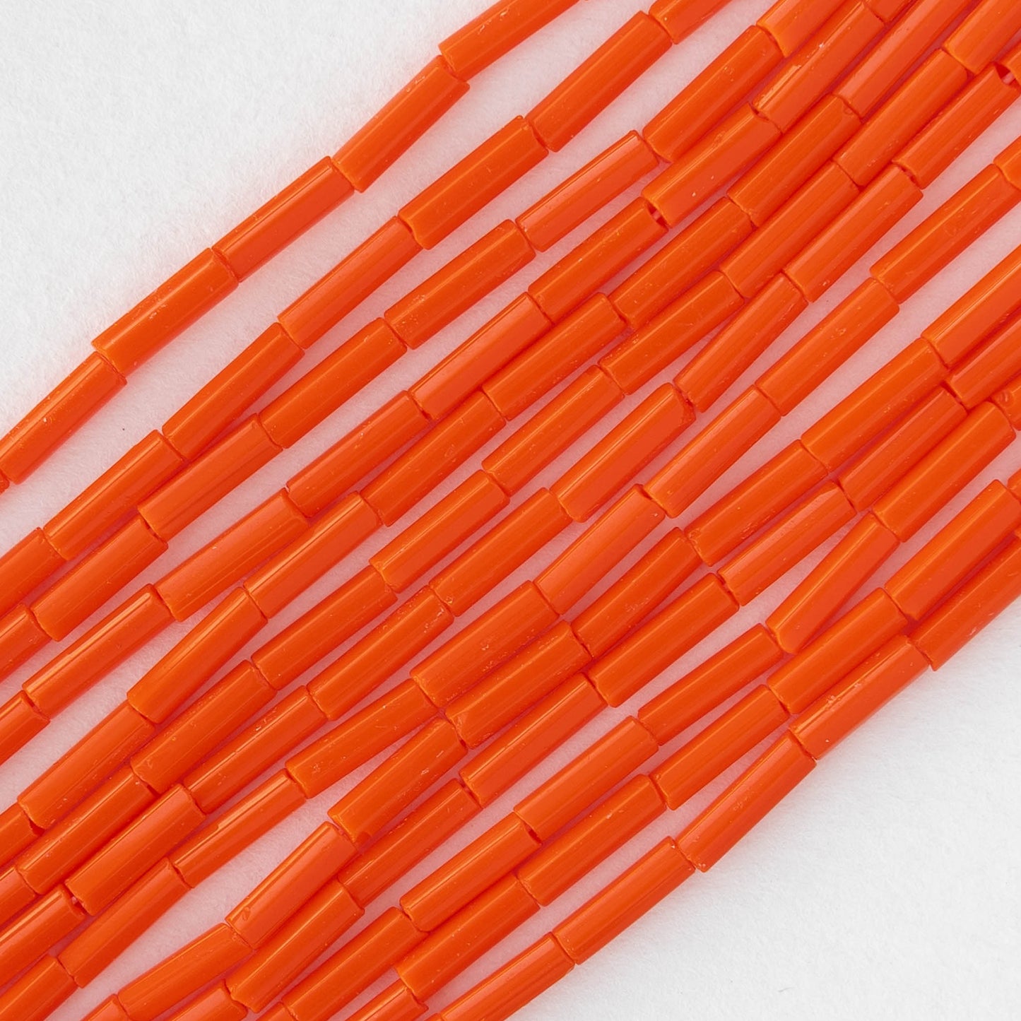 Size 3 Bugle Beads - Opaque Orange - 4 strands ~260 beads