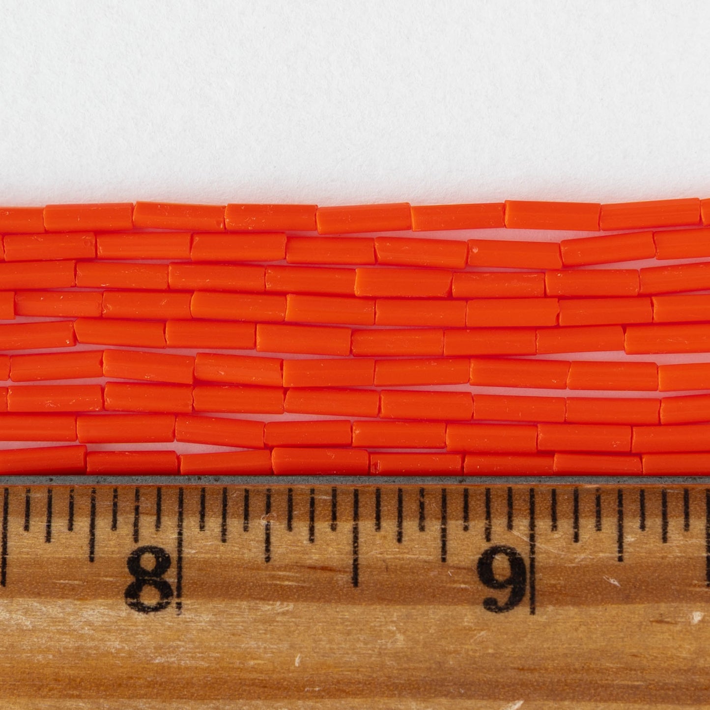 Size 3 Bugle Beads - Opaque Orange - 4 strands ~260 beads