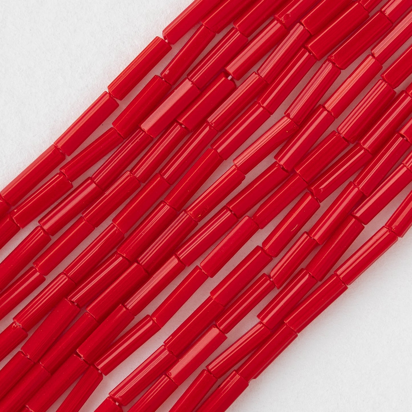Size 3 Bugle Beads - Opaque Red - 4 strands ~260 beads