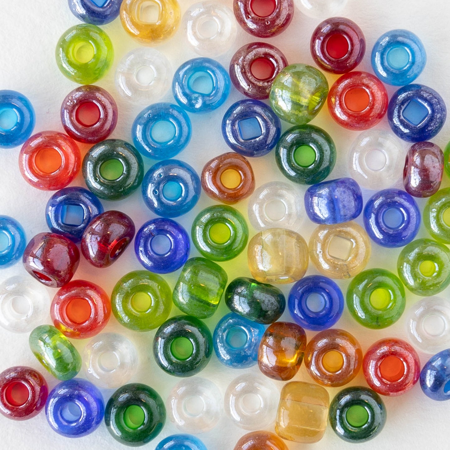 Size 3/0 Glass Seed Beads - Transparent Luster Mix - 20 grams
