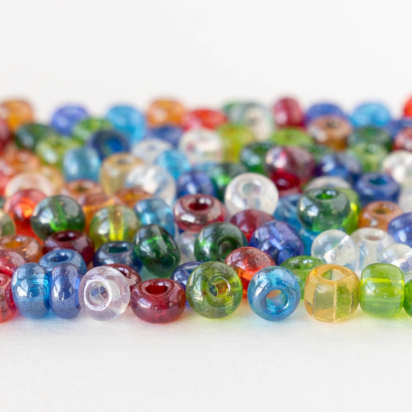 Size 3/0 Glass Seed Beads - Transparent Luster Mix - 20 grams