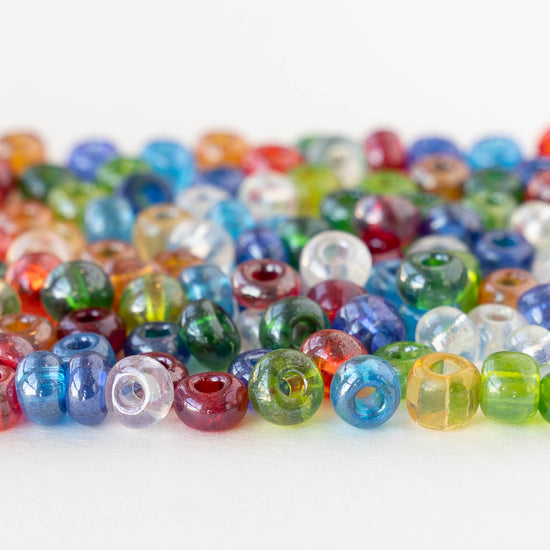 Size 3/0 Glass Seed Beads - Transparent Luster Mix - 20 grams