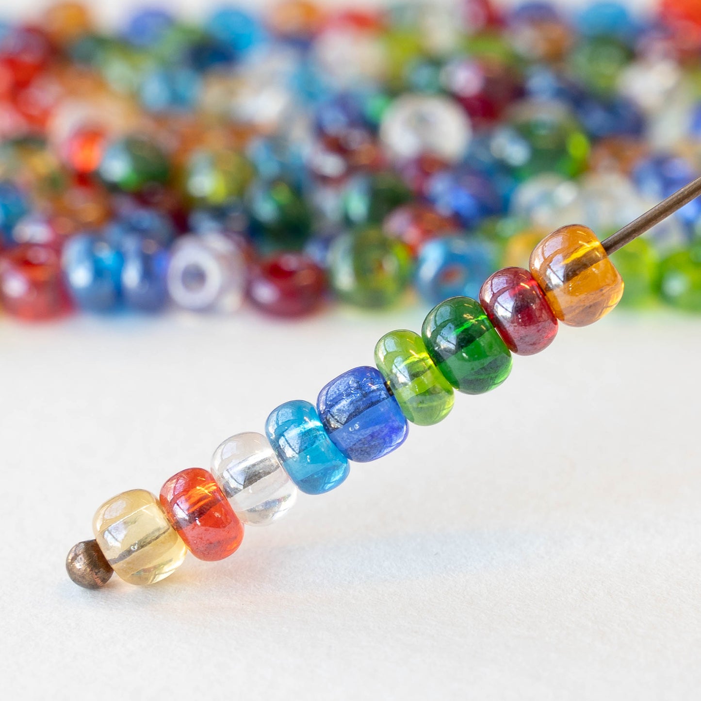 Size 3/0 Glass Seed Beads - Transparent Luster Mix - 20 grams