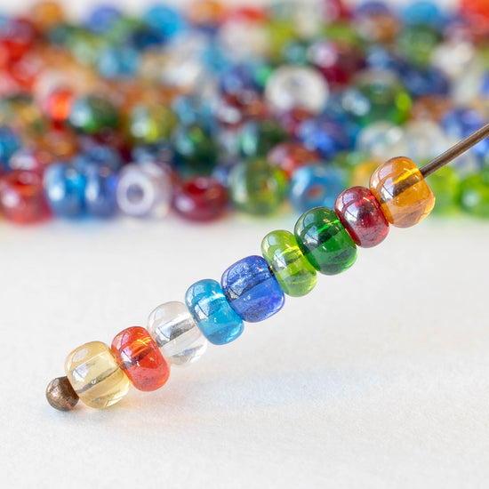 Size 3/0 Glass Seed Beads - Transparent Luster Mix - 20 grams
