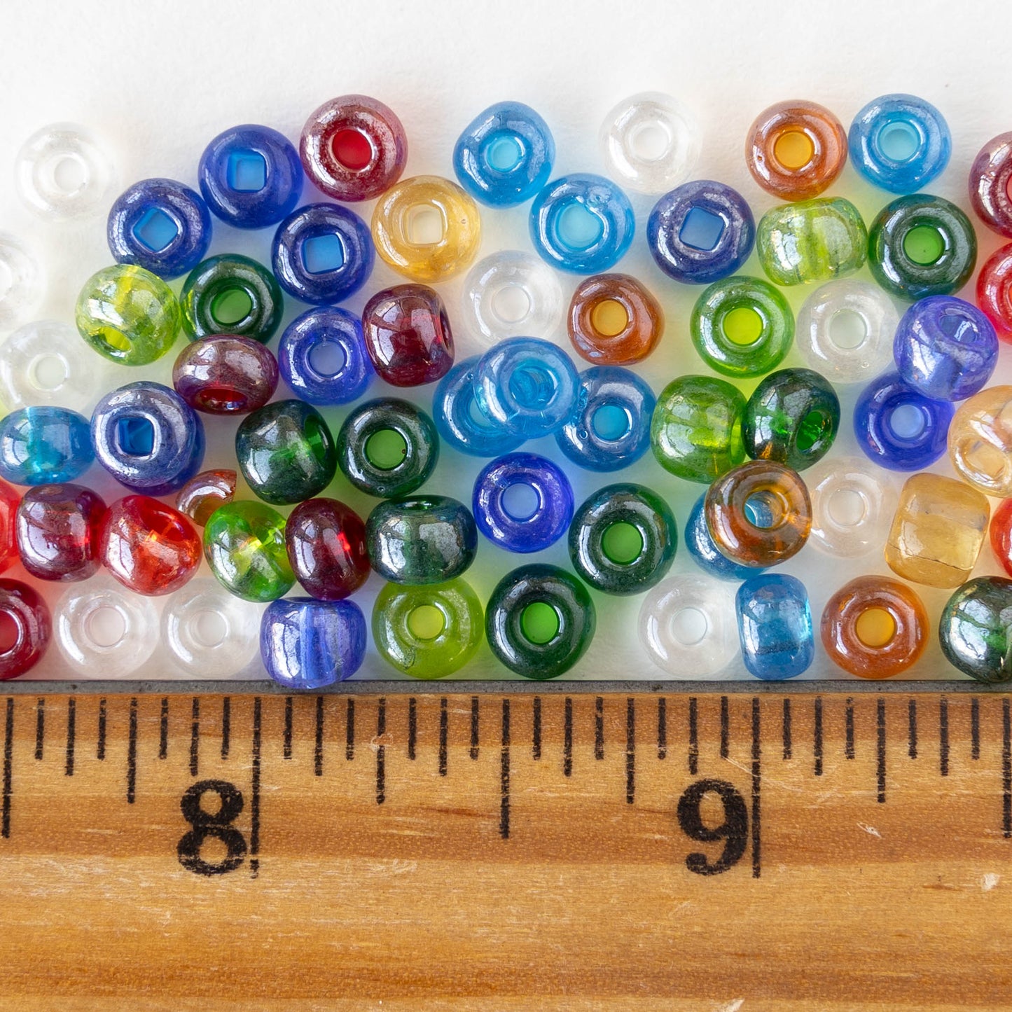 Size 3/0 Glass Seed Beads - Transparent Luster Mix - 20 grams