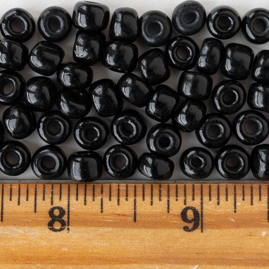Size 31 Glass Seed Beads - Opaque Black - 50 beads